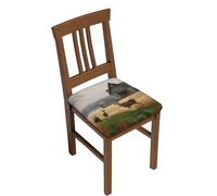 ULKMFFCF Farm with deer Printed Chair Seat Cover 6 Pcs - Square Elastic Stool Seat Cushion Slipcover for Bar Home Office Dining Room
