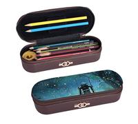 ULKMFFCF Fireflies and Lantern Printed Hard Shell Pencil Case Pen Bag - Pu Leather Students Stationery Pouch Pencil Box with Zipper for School Office Travel and Makeup