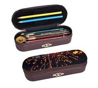ULKMFFCF Fireworks at Night Printed Hard Shell Pencil Case Pen Bag - Pu Leather Students Stationery Pouch Pencil Box with Zipper for School Office Travel and Makeup