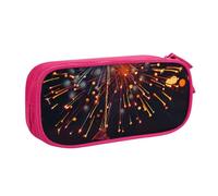 ULKMFFCF Fireworks at Night Printed Pencil Case Pen Bag,Pink - Large Capacity Students Stationery Pouch Pencil Box with Zipper for School Office Travel and Makeup