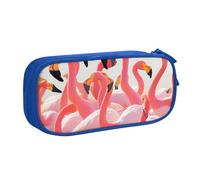 ULKMFFCF Flamingos Partying Printed Pencil Case Pen Bag,Blue - Cute Students Stationery Pouch Pencil Box with Zipper for School Office Travel and Makeup