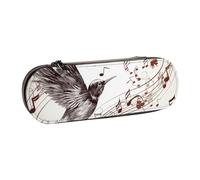 ULKMFFCF Flying Bird Musical Notes Printed Hard Shell Pencil Case Pen Bag - PU Leather Students Stationery Pouch Pencil Box for School Office Travel and Makeup