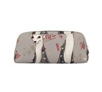 ULKMFFCF French Fashion Model Ferrets Printed Leather Pencil Case for Students Girls Boys - Cute Gold Zip Pen Pencil Pouch Office School Adult Stationary Organiser Makeup Bag