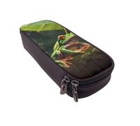 ULKMFFCF Frog and Rain Printed Pencil Case Pen Bag - PU Leather Students Stationery Pouch Pencil Box with Zipper for School Office Travel and Makeup