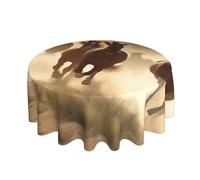 ULKMFFCF Galloping Running Horses Printed Round Tablecloth Table Cover 60 Inch Washable Fabric Table Cloth for Kitchen Dining Parties Weddings Festivals