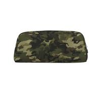 ULKMFFCF Geen Camouflage Printed Leather Pencil Case for Students Girls Boys - Cute Silver Zip Pen Pencil Pouch Office School Adult Stationary Organiser Makeup Bag