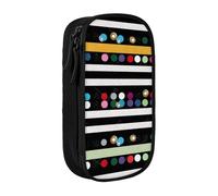 ULKMFFCF Glitter Rainbow Polka Dot Stripe Black and White 2 Printed Students Pencil Case Pen Bag,Black - Large Capacity Stationery Pouch Pencil Box with Zipper for School Office Travel and Makeup