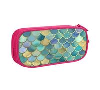 ULKMFFCF Gold Mermaid Scale Printed Pencil Case Pen Bag,Pink - Cute Students Stationery Pouch Pencil Box with Zipper for School Office Travel and Makeup