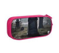 ULKMFFCF Graveyard Tombstone Printed Pencil Case Pen Bag,Pink - Cute Students Stationery Pouch Pencil Box with Zipper for School Office Travel and Makeup