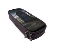 ULKMFFCF Graveyard Tombstone Printed Pencil Case Pen Bag - PU Leather Students Stationery Pouch Pencil Box with Zipper for School Office Travel and Makeup