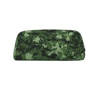ULKMFFCF Green Army Digital Camouflage Printed Leather Pencil Case for Students Girls Boys - Cute Silver Zip Pen Pencil Pouch Office School Adult Stationary Organiser Makeup Bag