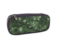 ULKMFFCF Green Army Digital Camouflage Printed Pencil Case Pen Bag - Pu Leather Students Stationery Pouch Pencil Box with Zipper for School Office Travel and Makeup