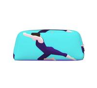 ULKMFFCF Gymnastics Game Printed Leather Pencil Case for Students Girls Boys - Cute Silver Zip Pen Pencil Pouch Office School Adult Stationary Organiser Makeup Bag