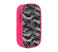 ULKMFFCF Halloween Bats Grey Printed Cute Pencil Case Pen Bag,Pink - Large Capacity Students Stationery Pouch Pencil Box for School Office Travel Makeup