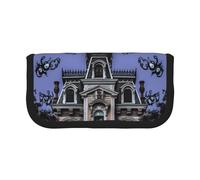 ULKMFFCF Haunted Mansion Printed Canvas Pencil Case - Large Capacity School Office Organizer Pen Bag Cosmetic Bag