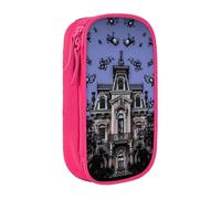 ULKMFFCF Haunted Mansion Printed Cute Pencil Case Pen Bag,Pink - Large Capacity Students Stationery Pouch Pencil Box for School Office Travel Makeup