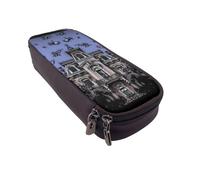 ULKMFFCF Haunted Mansion Printed Pencil Case Pen Bag - PU Leather Students Stationery Pouch Pencil Box with Zipper for School Office Travel and Makeup