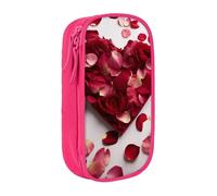 ULKMFFCF Heart Shaped Floral Petals Printed Cute Pencil Case Pen Bag,Pink - Large Capacity Students Stationery Pouch Pencil Box for School Office Travel Makeup