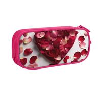 ULKMFFCF Heart Shaped Floral Petals Printed Pencil Case Pen Bag,Pink - Cute Students Stationery Pouch Pencil Box with Zipper for School Office Travel and Makeup