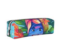 ULKMFFCF Hello Hawaii Printed Leather Pencil Case - Cute Zip Pouch for School, Office, Travel and Makeup