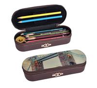 ULKMFFCF Historic Old Tower Bridge London Printed Hard Shell Pencil Case Pen Bag - Pu Leather Students Stationery Pouch Pencil Box with Zipper for School Office Travel and Makeup