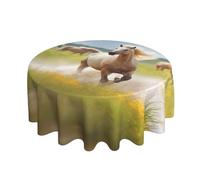 ULKMFFCF Horses Running Art Printed Round Tablecloth Table Cover 60 Inch Washable Fabric Table Cloth for Kitchen Dining Parties Weddings Festivals