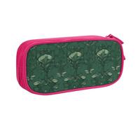 ULKMFFCF Hunter Green Floral Petals Pattern Printed Pencil Case Pen Bag,Pink - Large Capacity Students Stationery Pouch Pencil Box with Zipper for School Office Travel and Makeup