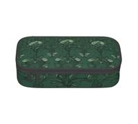 ULKMFFCF Hunter Green Floral Petals Pattern Printed Pencil Case with Compartments - Large Capacity Pen Case Bag Pouch Holder Makeup Bag for School, Office, Travel