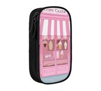 ULKMFFCF Ice Cream Store Pink Printed Cute Pencil Case Pen Bag,Black - Large Capacity Students Stationery Pouch Pencil Box for School Office Travel Makeup