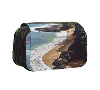 ULKMFFCF Kauai Hawaii Seashore Print Double Layer Pencil Case Flip Pen Pouch Organizer for Students, School Supplies, Travel Organizer