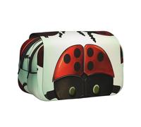 ULKMFFCF Ladybug Cartoon Print Double Layer Pencil Case Flip Pen Pouch Organizer for Students, School Supplies, Travel Organizer