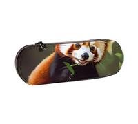 ULKMFFCF Little Red Panda Printed Hard Shell Pencil Case Pen Bag - PU Leather Students Stationery Pouch Pencil Box for School Office Travel and Makeup