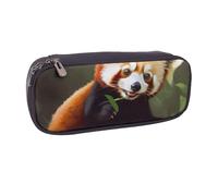 ULKMFFCF Little Red Panda Printed Pencil Bag Pen Case for Boys Girls - PU Leather Cute Stationery Pouch Holder for School Office Travel Makeup