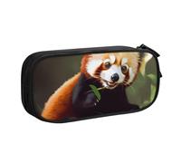 ULKMFFCF Little Red Panda Printed Pencil Case Pen Bag,Black - Cute Students Stationery Pouch Pencil Box with Zipper for School Office Travel and Makeup