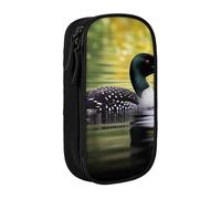 ULKMFFCF Loon Nature Bird Printed Cute Pencil Case Pen Bag,Black - Large Capacity Students Stationery Pouch Pencil Box for School Office Travel Makeup
