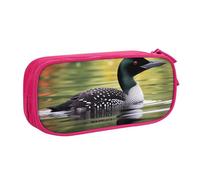 ULKMFFCF Loon Nature Bird Printed Pencil Case Pen Bag,Pink - Cute Students Stationery Pouch Pencil Box with Zipper for School Office Travel and Makeup