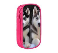 ULKMFFCF Lovely Husky Printed Cute Pencil Case Pen Bag,Pink - Large Capacity Students Stationery Pouch Pencil Box for School Office Travel Makeup
