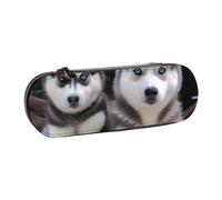 ULKMFFCF Lovely Husky Printed Hard Shell Pencil Case Pen Bag - PU Leather Students Stationery Pouch Pencil Box for School Office Travel and Makeup