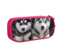 ULKMFFCF Lovely Husky Printed Pencil Case Pen Bag,Pink - Cute Students Stationery Pouch Pencil Box with Zipper for School Office Travel and Makeup