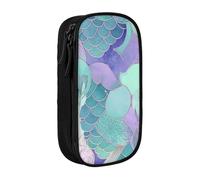 ULKMFFCF Mermaid Pastel Pink Purple Aqua Teal Printed Cute Pencil Case Pen Bag,Black - Large Capacity Students Stationery Pouch Pencil Box for School Office Travel Makeup