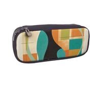 ULKMFFCF Mid-Century Modern Art Cat Printed Pencil Bag Pen Case for Boys Girls - PU Leather Cute Stationery Pouch Holder for School Office Travel Makeup