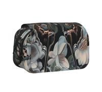ULKMFFCF Moth That Looks Like a Peacock Print Double Layer Pencil Case Flip Pen Pouch Organizer for Students, School Supplies, Travel Organizer