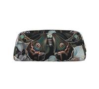 ULKMFFCF Moth That Looks Like A Peacock Printed Leather Pencil Case for Students Girls Boys - Cute Gold Zip Pen Pencil Pouch Office School Adult Stationary Organiser Makeup Bag