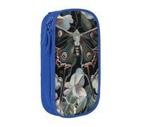 ULKMFFCF Moth That Looks Like A Peacock Printed Students Pencil Case Pen Bag,Blue - Large Capacity Stationery Pouch Pencil Box with Zipper for School Office Travel and Makeup