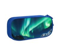ULKMFFCF Northern Lights Printed Pencil Case Pen Bag,Blue - Large Capacity Students Stationery Pouch Pencil Box with Zipper for School Office Travel and Makeup