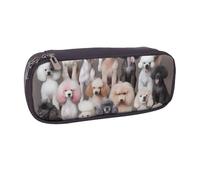 ULKMFFCF Oodles of Poodles Printed Pencil Bag Pen Case for Boys Girls - PU Leather Cute Stationery Pouch Holder for School Office Travel Makeup