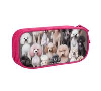 ULKMFFCF Oodles of Poodles Printed Pencil Case Pen Bag,Pink - Cute Students Stationery Pouch Pencil Box with Zipper for School Office Travel and Makeup