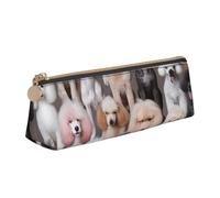 ULKMFFCF Oodles of Poodles Printed Triangle Pencil Case - Cute Leather Zip Pouch for School, Office, Travel and Makeup