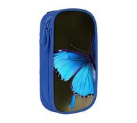 ULKMFFCF Outdoor Beautiful Blue Butterfly Printed Students Pencil Case Pen Bag,Blue - Large Capacity Stationery Pouch Pencil Box with Zipper for School Office Travel and Makeup