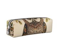 ULKMFFCF Owl Beliefs Printed Leather Pencil Case - Cute Zip Pouch for School, Office, Travel and Makeup